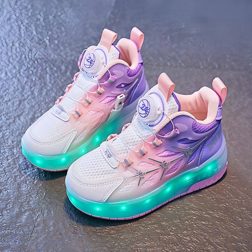 FlashRoll™ – Light-Up Knob Skater Sneakers for Kids