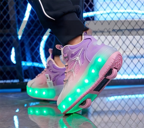 FlashRoll™ – Light-Up Knob Skater Sneakers for Kids