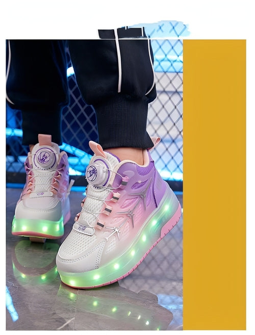 FlashRoll™ – Light-Up Knob Skater Sneakers for Kids
