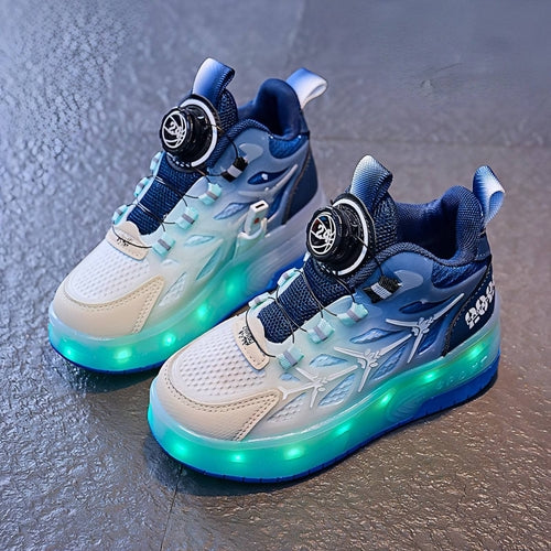 FlashRoll™ – Light-Up Knob Skater Sneakers for Kids