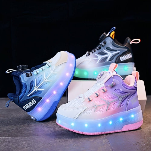 FlashRoll™ – Light-Up Knob Skater Sneakers for Kids